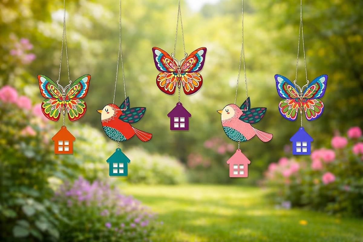 VIBHSA Multicolored Butterfly & Birds Wooden Wall Hanging for Home Decoration