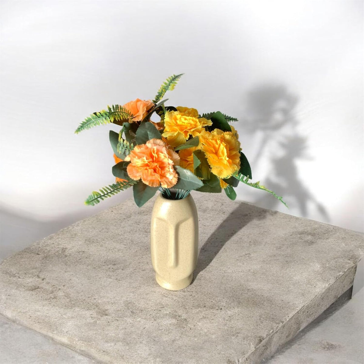 VIBHSA Modern Decorative Face Ceramic Vase for Home Décor, White Ceramic Flower Vase