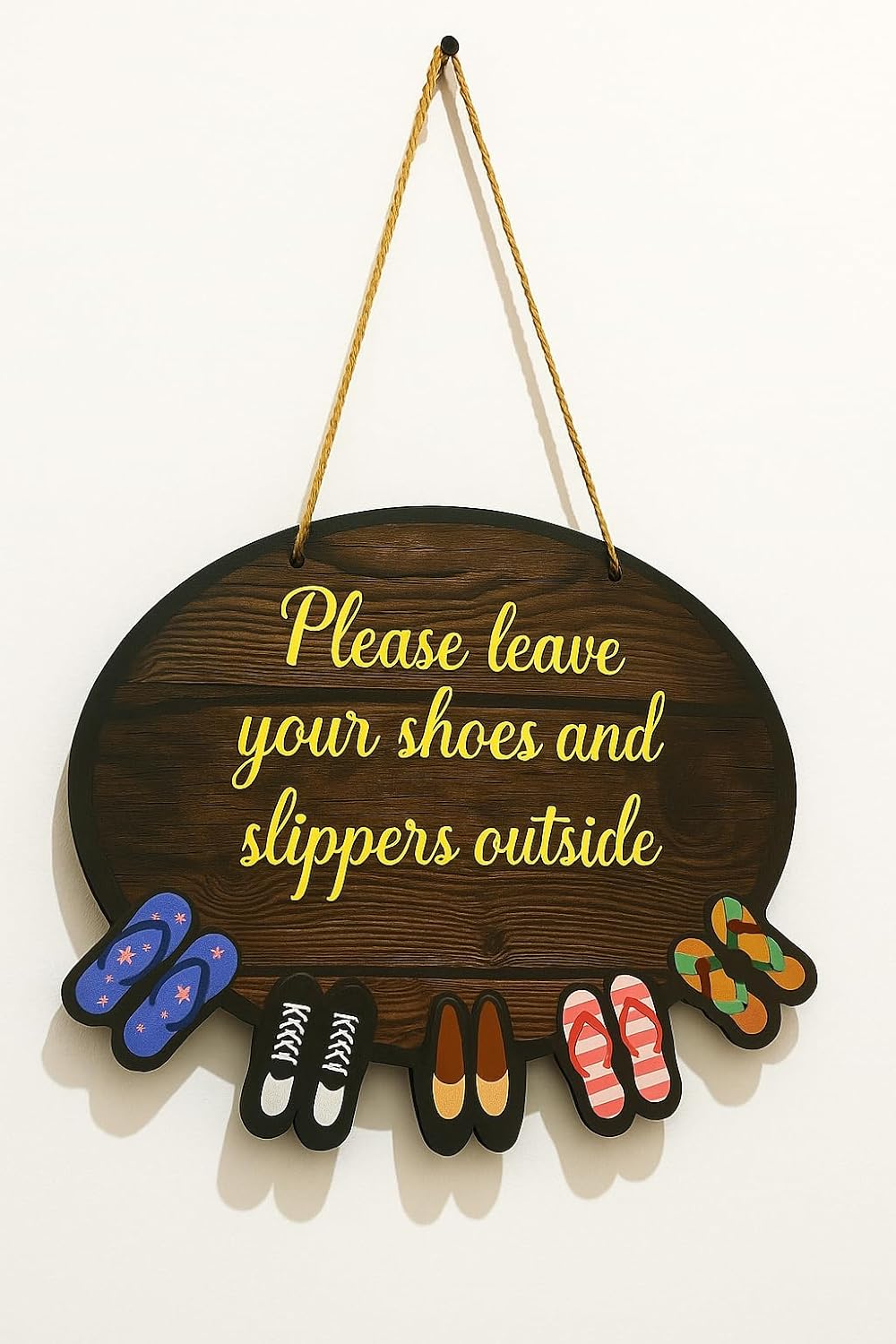 VIBHSA Please Remove Your Shoes Outside Door Hanging Sign Board for Home, Office & Shop Entrance