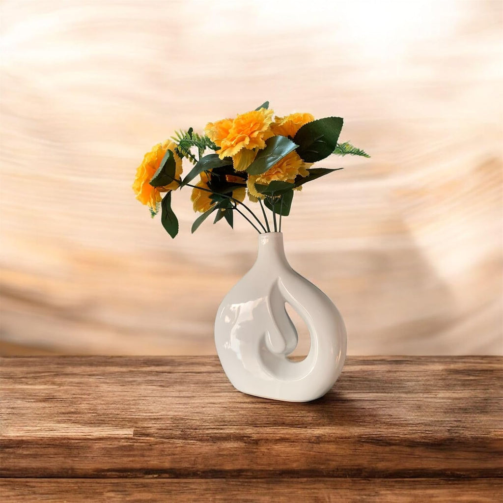 VIBHSA Cloud Hole Shape Ceramic Vase – Set of 1