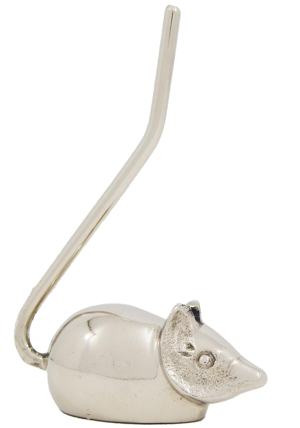VIBHSA Handcrafted Bird Figurines Ring Holder Modern Ring Holders for Jewelry (3.8" H) (Silver Mouse)