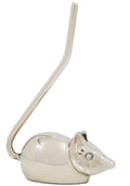 VIBHSA Handcrafted Bird Figurines Ring Holder Modern Ring Holders for Jewelry (3.8" H) (Silver Mouse)