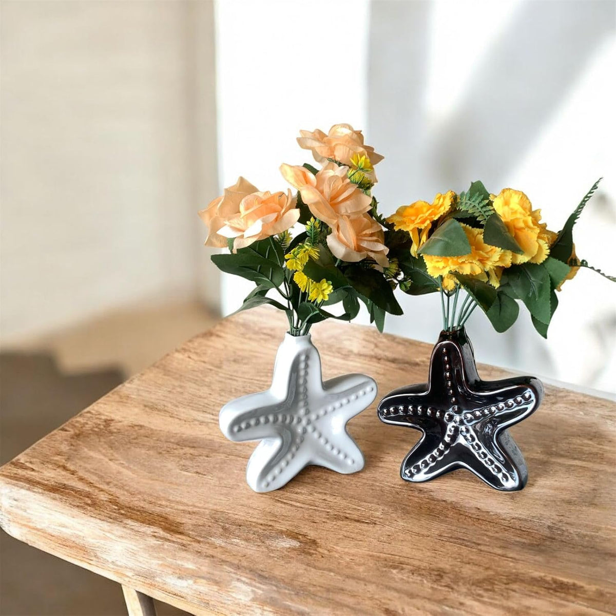 VIBHSA Star Fish Shape Vase, Ceramic Plant Pot, Diamond Shaped Planter
