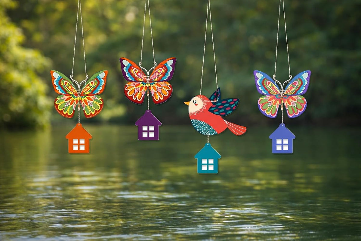 VIBHSA Multicolored Butterfly & Birds Wooden Wall Hanging for Home Decoration