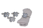 VIBHSA Handcrafted Decorative Flower Napkin Rings Set of 4. Flowers with Silver Antique Finish Decorations