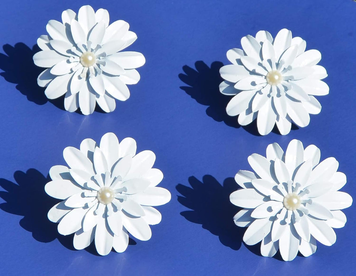 VIBHSA Handcrafted Flower Flower Napkin Rings for Wedding Banquet Birthday Party Napkin Rings Set of 12 (White)