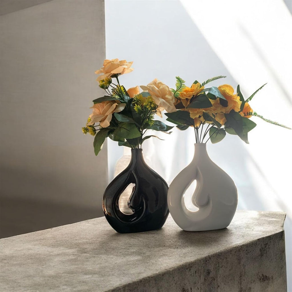 VIBHSA Cloud Hole Shape Ceramic Vase – Table Décor