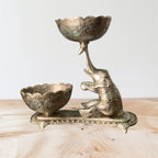 VIBHSA Antique Silver Elephant Dry Fruit Bowl Holder