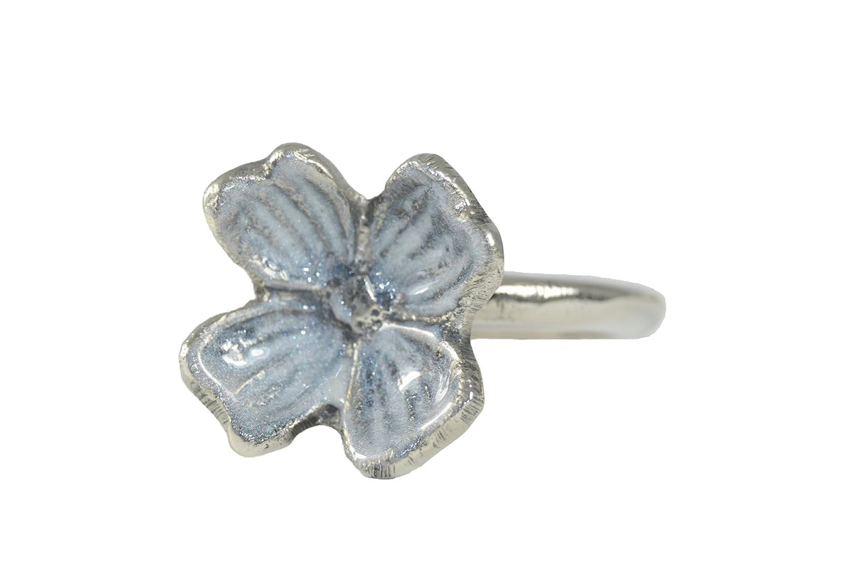 VIBHSA Handcrafted Decorative Flower Napkin Rings Set of 4. Flowers with Silver Antique Finish Decorations