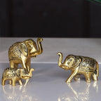 VIBHSA Set of 3 Metal Trunk Up Elephant Family Statue Showpiece Figurine -Fengshui Vastu Lucky - Decorative Items for Home Living Room Decor Living Room Office Desktop & Gifting