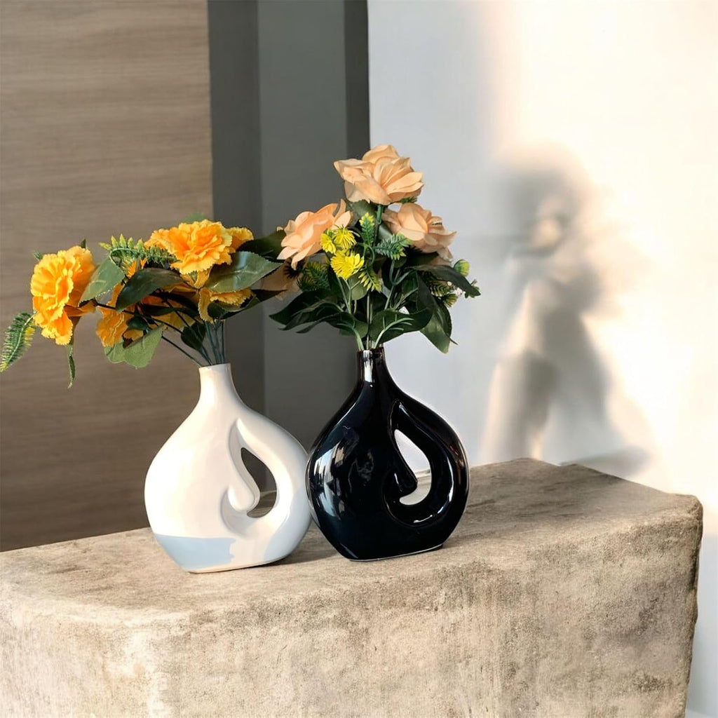 VIBHSA Cloud Hole Shape Ceramic Vase – Table Décor