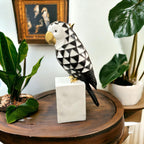 VIBHSA Cockatoo Symphony Geometric Resin Beauty Black & White Showpiece Decorative Showpiece - 11.43 cm