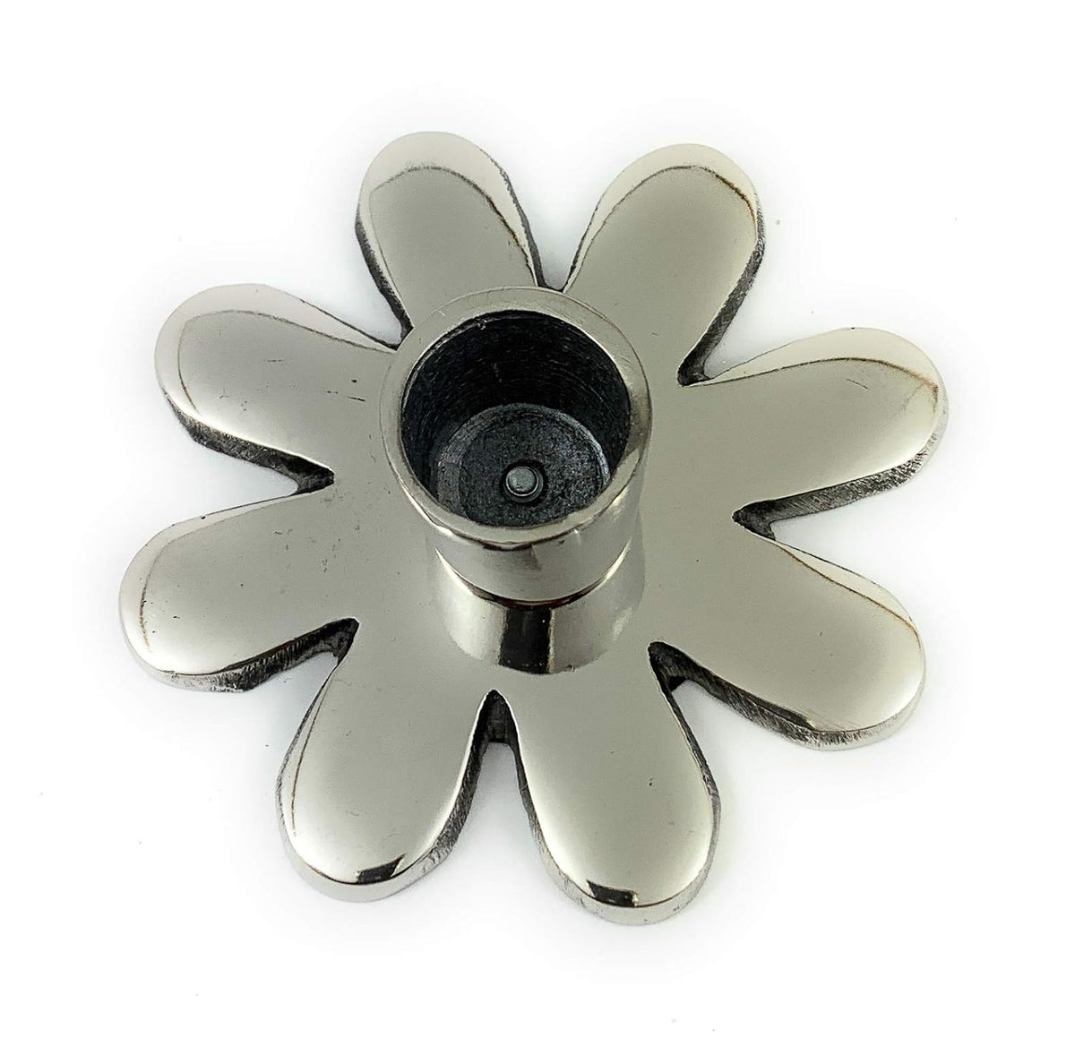 VIBHSA Handmade Flower Candle Holder Silver Finish. Ideal for Home & Table Decor, Religious Events