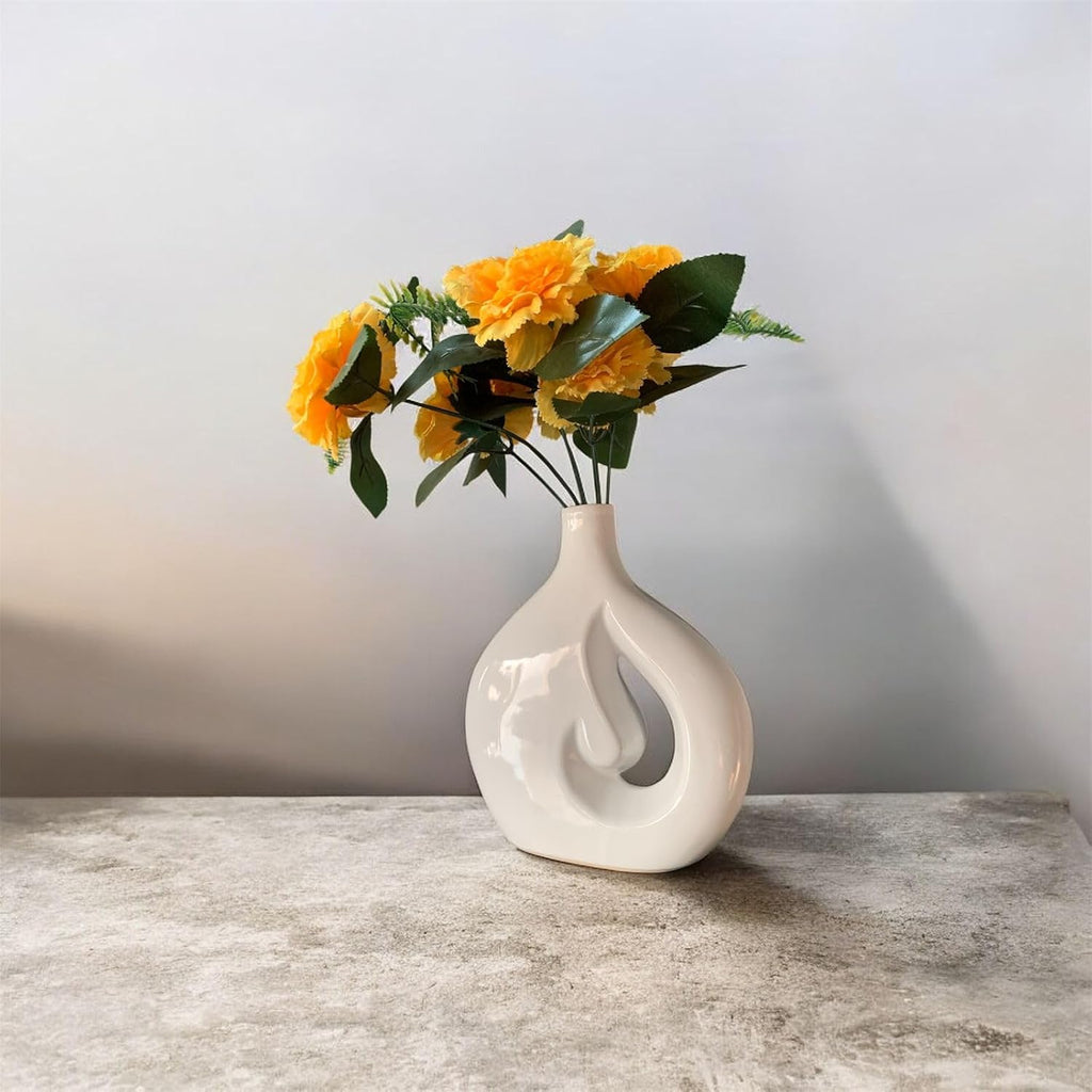 VIBHSA Cloud Hole Shape Ceramic Vase – Set of 1