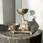 VIBHSA Antique Silver Elephant Dry Fruit Bowl Holder