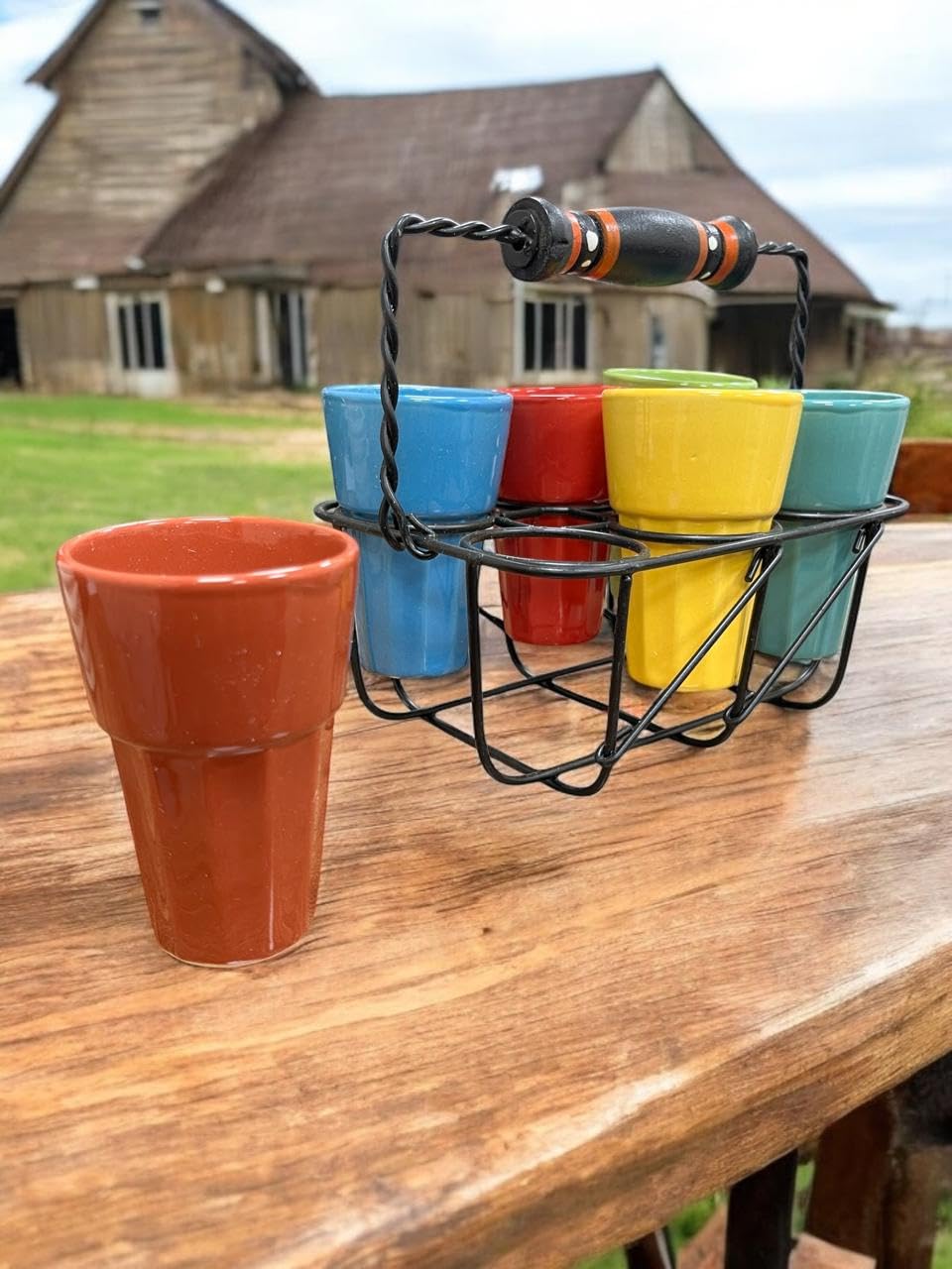 VIBHSA Ceramic Cutting Chai Glasses with Stand