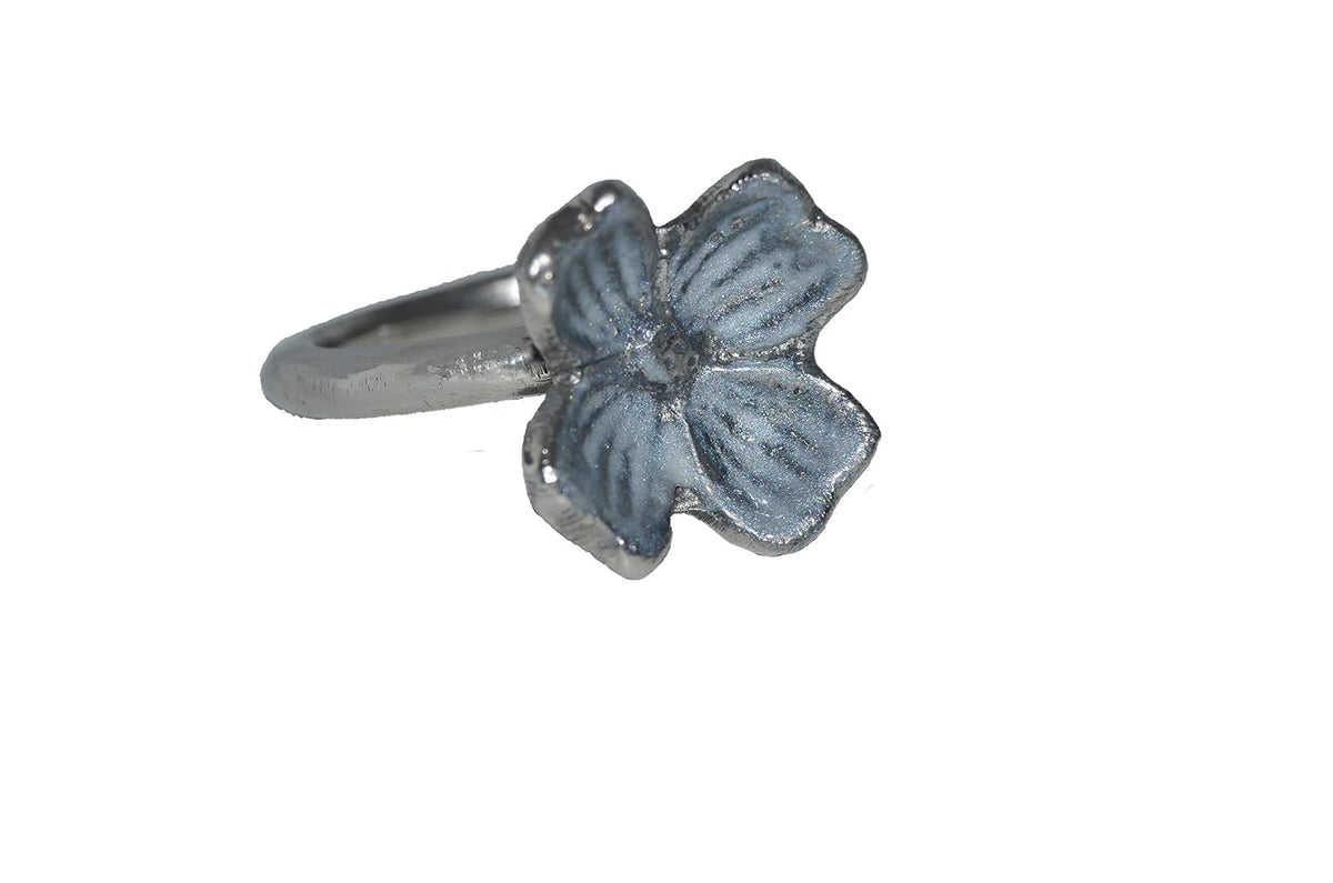 VIBHSA Handcrafted Decorative Flower Napkin Rings Set of 4. Flowers with Silver Antique Finish Decorations