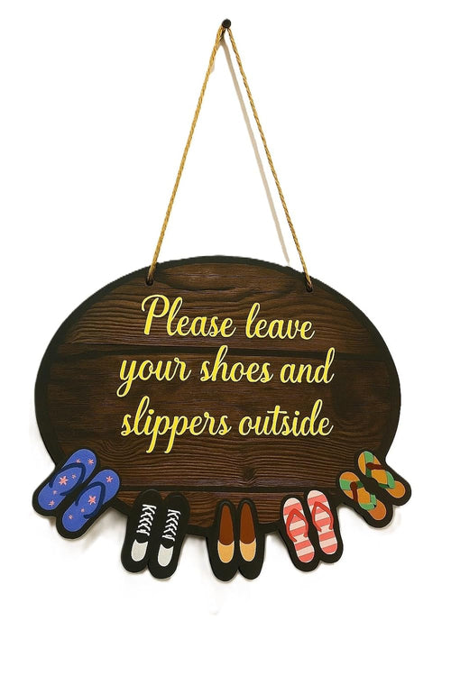 VIBHSA Please Remove Your Shoes Outside Door Hanging Sign Board for Home, Office & Shop Entrance