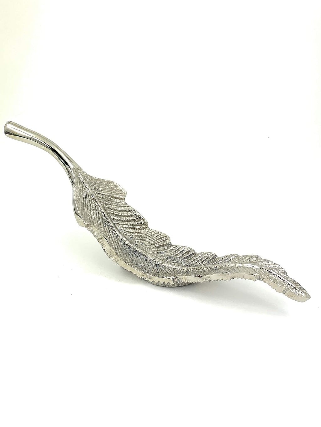 VIBHSA Handcrafted Feather Bird Decor Silver Home Decor Accents (Aluminum, 2" Quill) Bird Decorations for Home