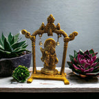 VIBHSA Metal Gold Plated Radha Krishna Idol Sculpture Statue Figurine Decorative Showpiece for Janmashtami Home Decoration Temple and Gift (Size 7 x 5 Inches) (1 Pieces)