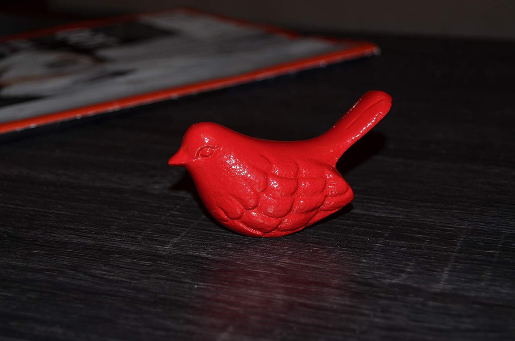 VIBHSA Handcrafted Bird Figurine of Happiness Red Glazed Bird Sculpture Collectible Bird Figurines Symbols of Health & Happiness (Red)
