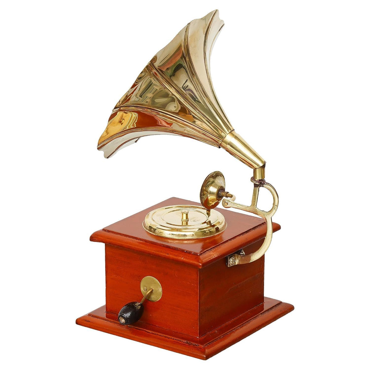 VIBHSA Brass Vintage Gramophone showpiece in Antique Gold Finish. Perfect Home & Living Room décor Item