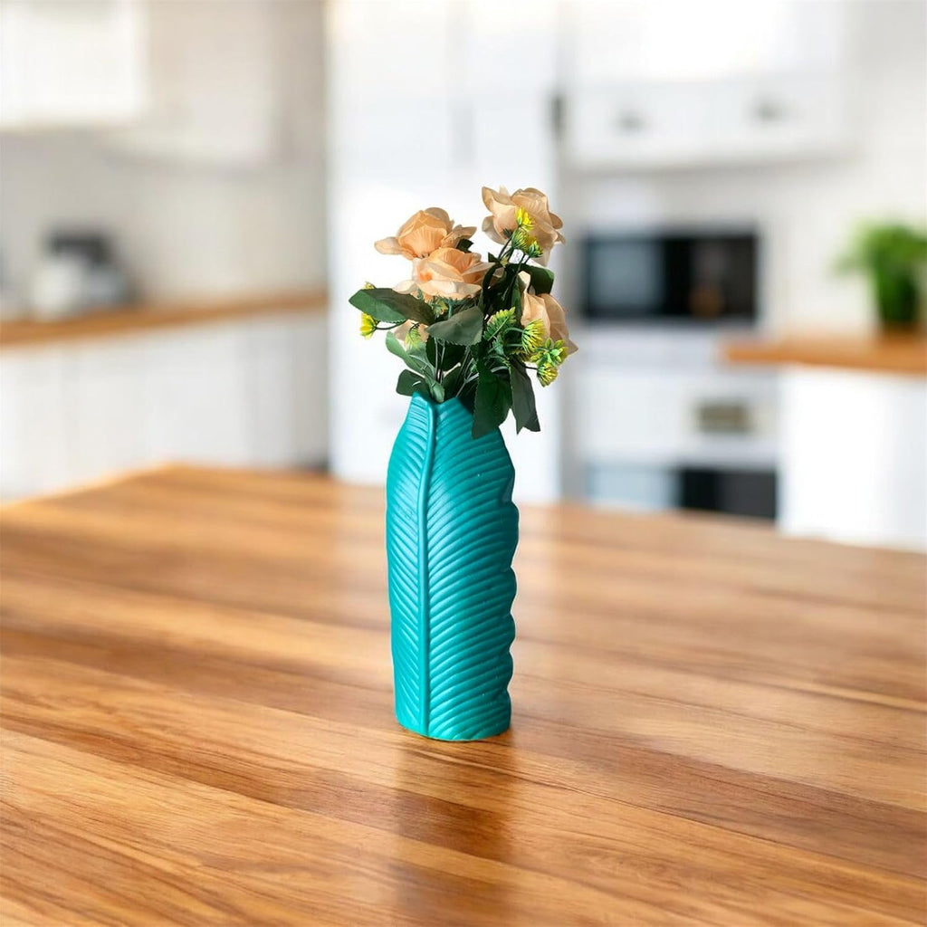 VIBHSA Ceramic White Handmade Donut Shaped Vase for Pampas Grass Modern Living Room Table Decoration Boho Flower Vase