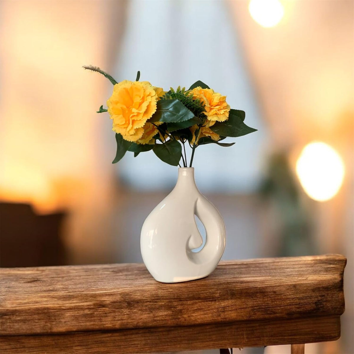 VIBHSA Cloud Hole Shape Ceramic Vase – Set of 1