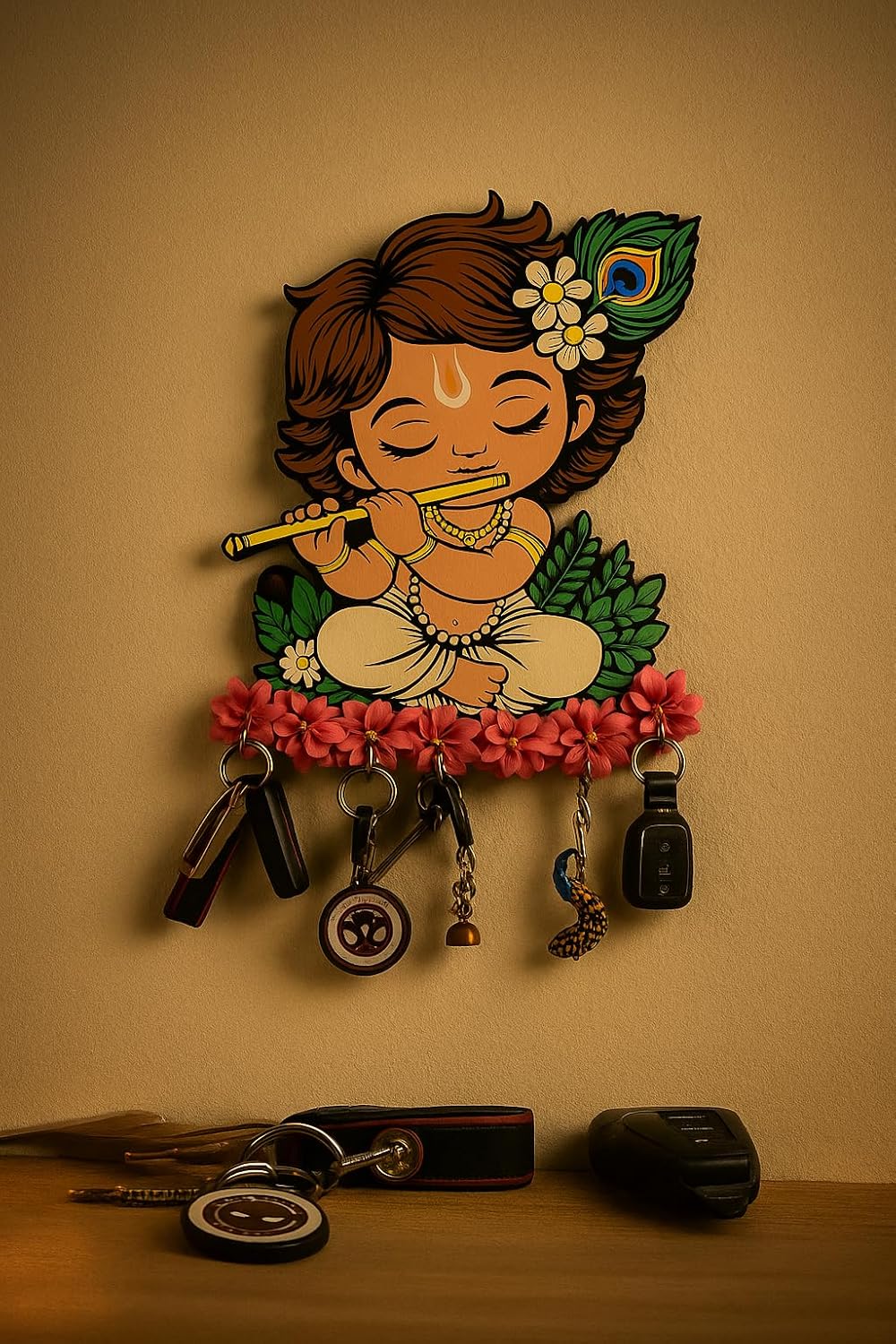 VIBHSA Key Holder for Home Decor Stylish - Wooden Key Holder for Home/Office Decor/Key Hanger for Wall Decor