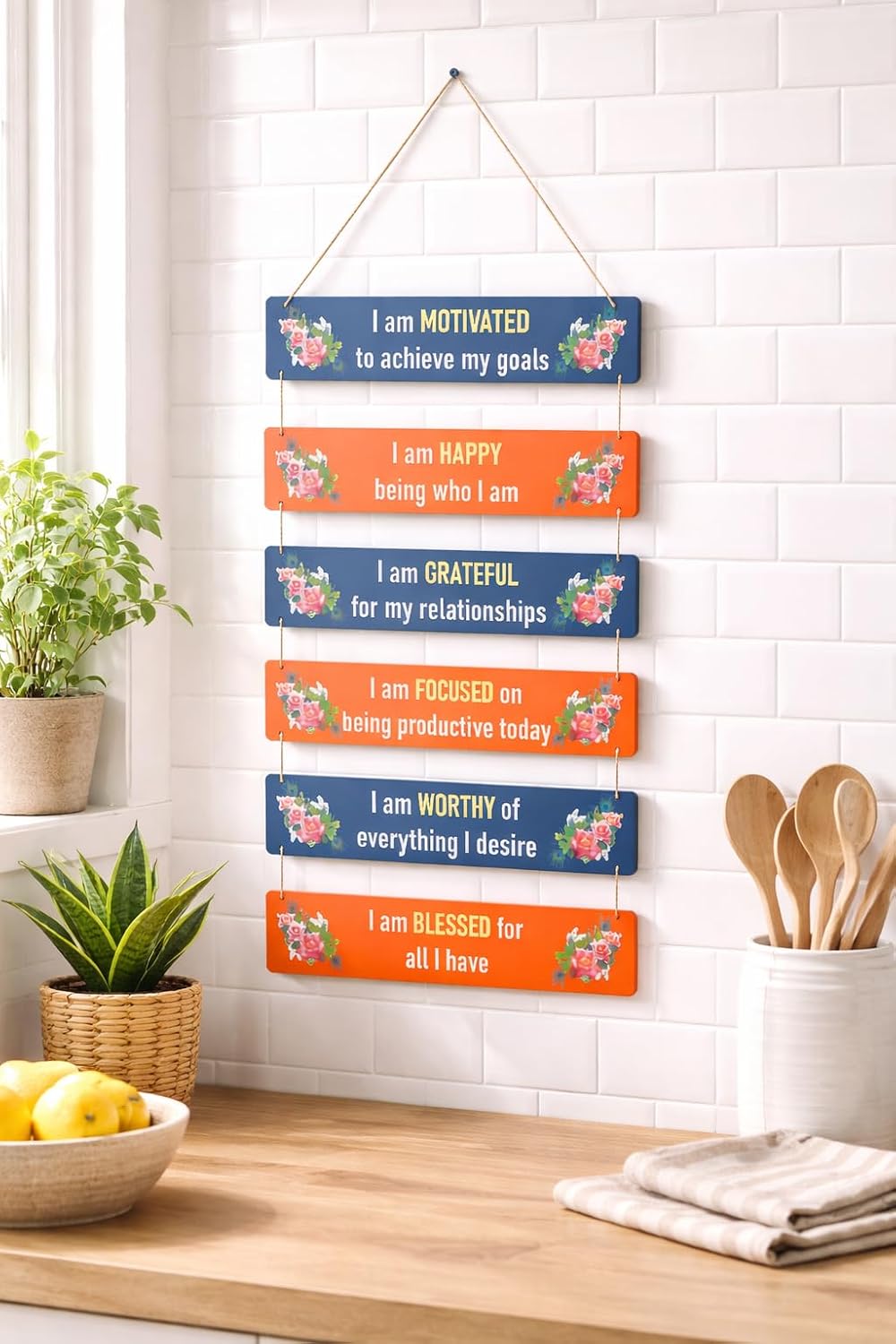 VIBHSA Inspirational Wall Hanging With Positive Quote Wooden Decorative Wall Art – Wooden Home Decor Items