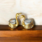 Aluminium Pair of Swan Candle Holder Showpiece for Good Luck & Love