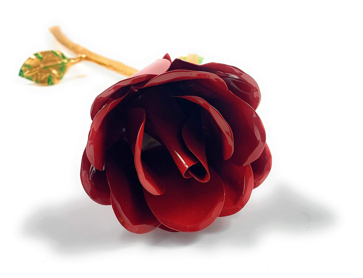 VIBHSA Handcrafted Red Rose with Golden Finish Valentines Day for Mothers Day, Anniversary, Engagement Gifts