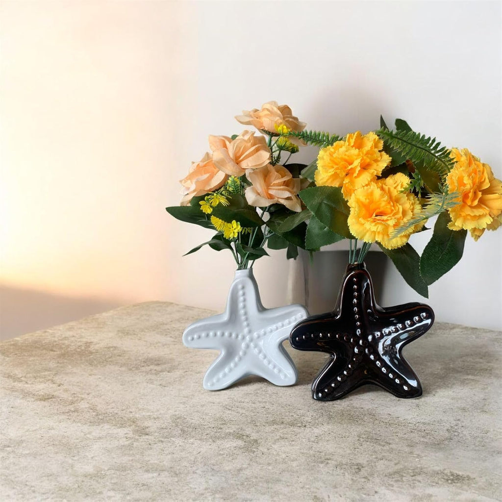 VIBHSA Star Fish Shape Vase, Ceramic Plant Pot, Diamond Shaped Planter