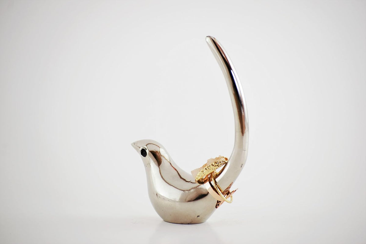Bird Figurines for Home Decor,Living Room, Bedroom, Office Desk, Cabinets (Silver Finish)