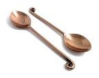 VIBHSA Stainless Steel Handcrafted Teaspoons Copper Finish Twist Edge Dessert Spoons Set of 6