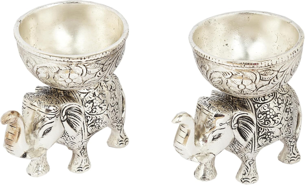 VIBHSA Metal Elephant Dry Fruit Bowl Showpiece Gold Polish for Your Home,Office Table