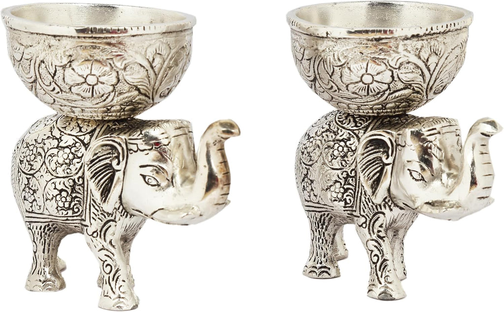 VIBHSA Metal Elephant Dry Fruit Bowl Showpiece Gold Polish for Your Home,Office Table