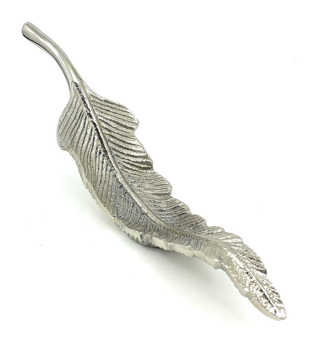 VIBHSA Handcrafted Feather Bird Decor Silver Home Decor Accents (Aluminum, 2" Quill) Bird Decorations for Home