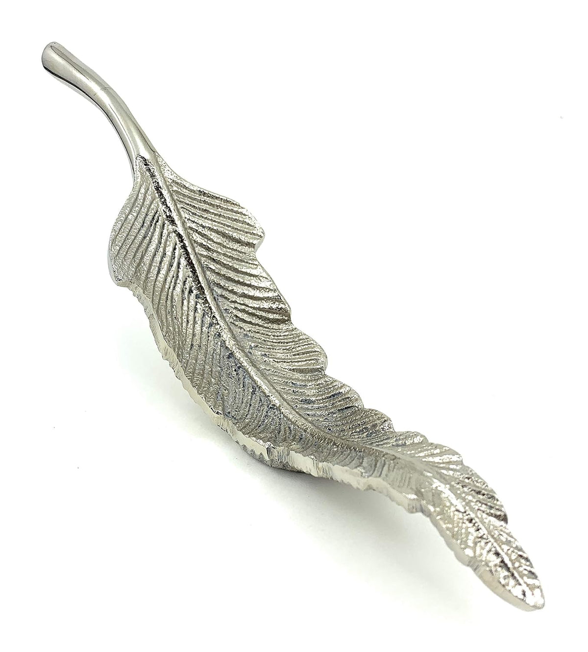 VIBHSA Handcrafted Feather Bird Decor Silver Home Decor Accents (Aluminum, 2" Quill) Bird Decorations for Home