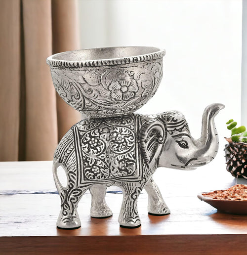 Metal Elephant Dry Fruit Bowl Showpiece, Pack of 1