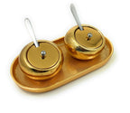 VIBHSA Handcrafted Housewarming Gift Set of 2 Mini Condiment Pots with Tray