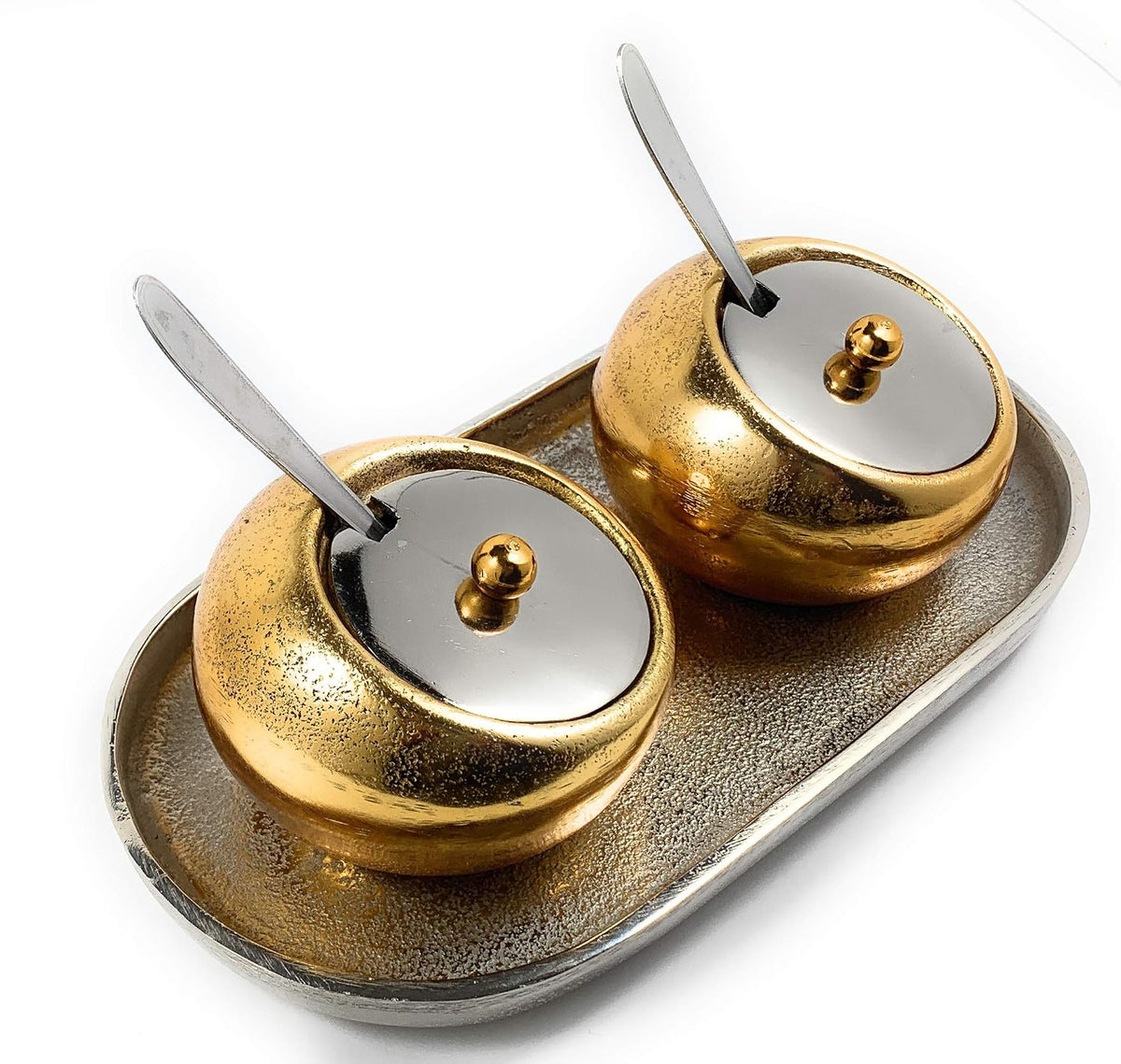 VIBHSA Condiment Pots Set of 2 Golden Dry Snack Bowls
