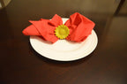 VIBHSA Flower Napkin Rings Set of 4 Handcrafted Décor (Yellow Antique)