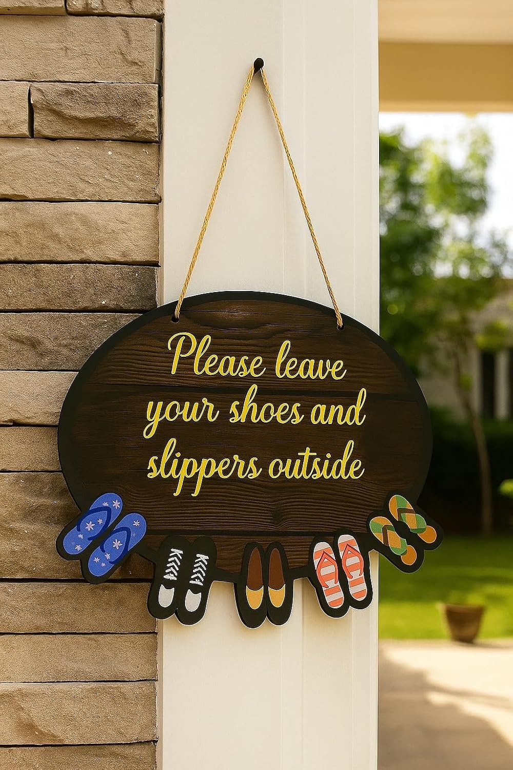 VIBHSA Please Remove Your Shoes Outside Door Hanging Sign Board for Home, Office & Shop Entrance