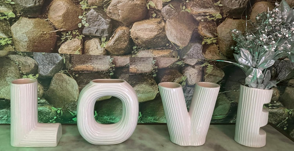 VIBHSA Love Ceramic Vase Set of 4, Modern Minimalist Vase