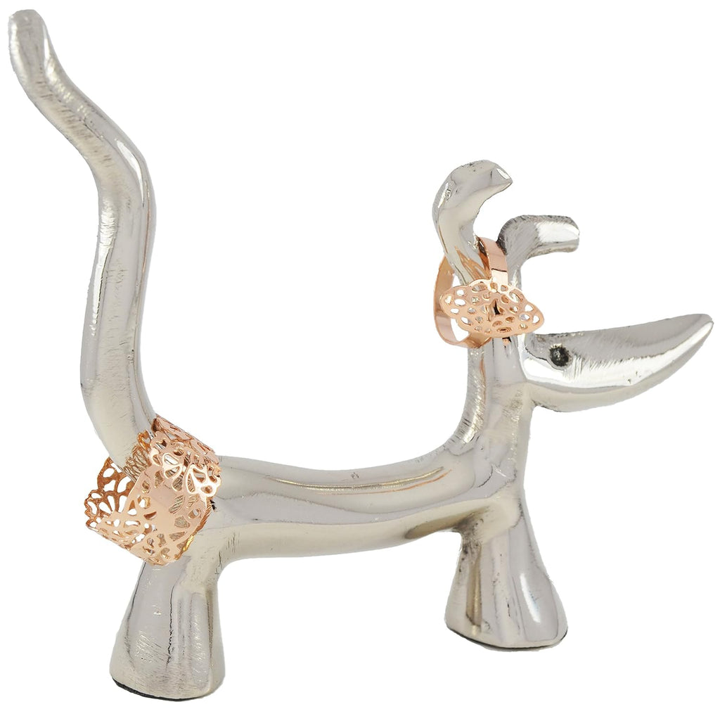 VIBHSA Handmade Dog Ring Holder Modern Look Jewelry Organizer. Engagement Ring Ring Display Holder Stand Silver Cute Ring Holders for Jewelry