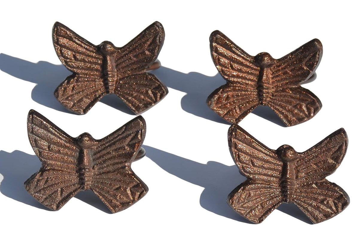 VIBHSA Butterfly Napkin Rings Set of 4 (Copper Antique)