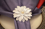VIBHSA Handcrafted Flower Flower Napkin Rings for Wedding Banquet Birthday Party Napkin Rings Set of 12 (White)