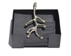 VIBHSA Handcrafted Decorative Napkin Holder for Tables Silver Olive Branch with Bud