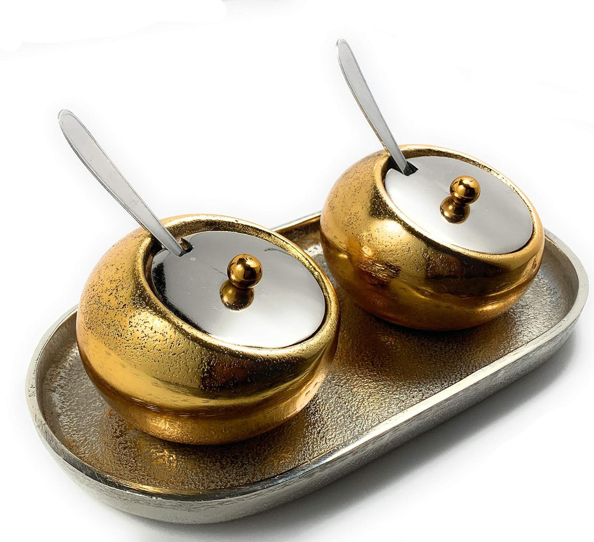VIBHSA Condiment Pots Set of 2 Golden Dry Snack Bowls